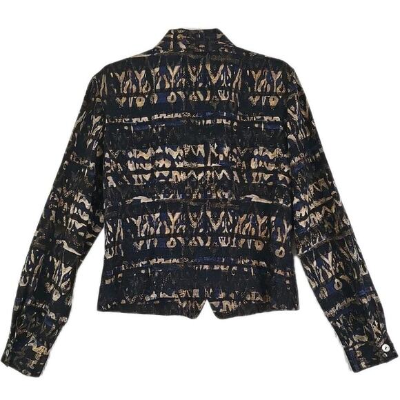 Dana Buchman ~Woman Size 12~ Black/Gold Blazer Top 100% Silk Unlined. - Picture 8 of 14